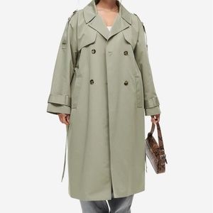 H&M Double-breasted Trench Coat - Khaki Green, S